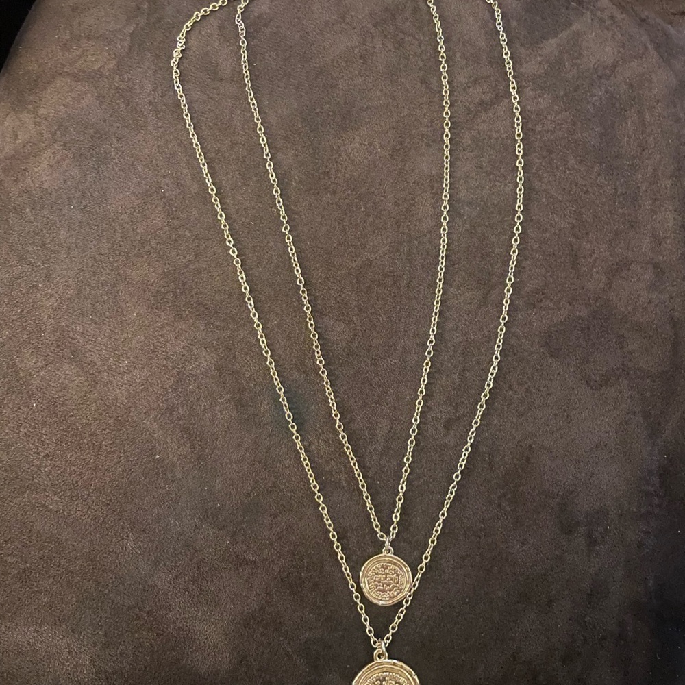 Delicate Gold Double-Layer Coin Pendant Necklace